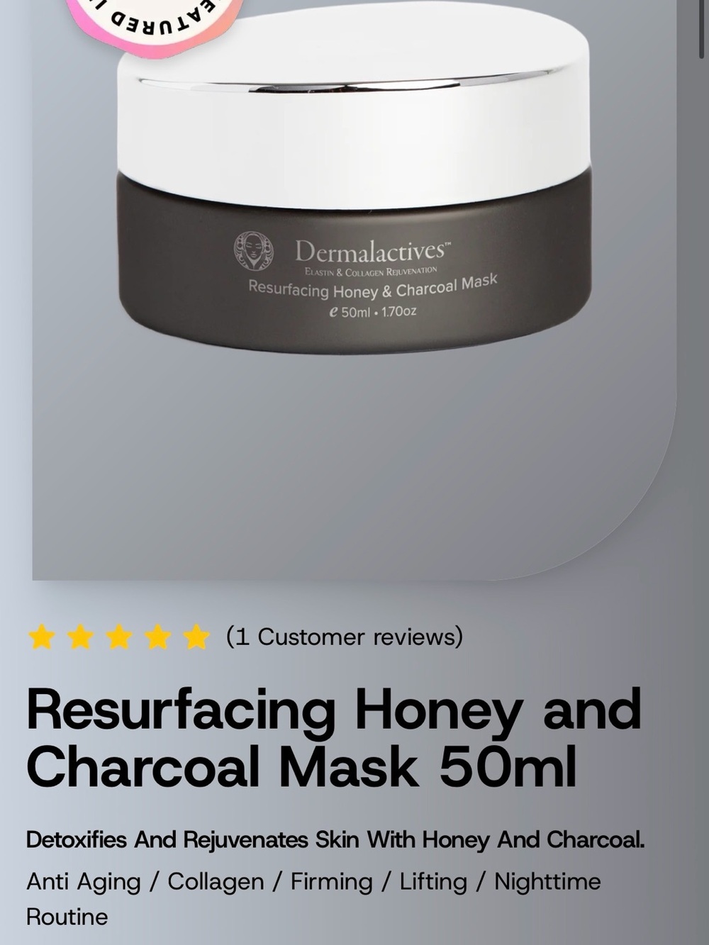Dermalactives Resurfacing Honey & Charcoal Mask β Black